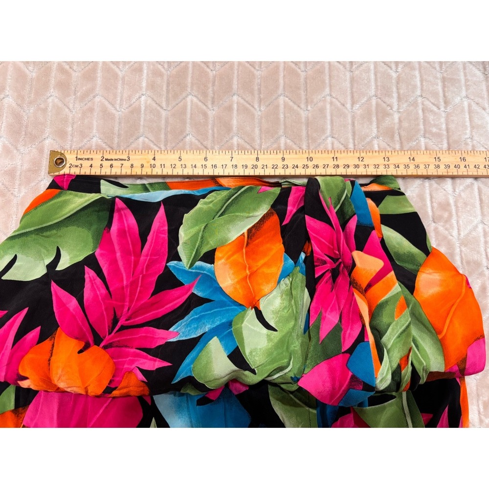 Dana Buchman Vintage 100% Silk Tropical Leaf Print Faux Wrap Skirt Size 10 Multi - Picture 13 of 13